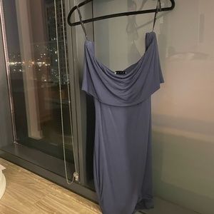 ZARA Dark blue off shoulder dress